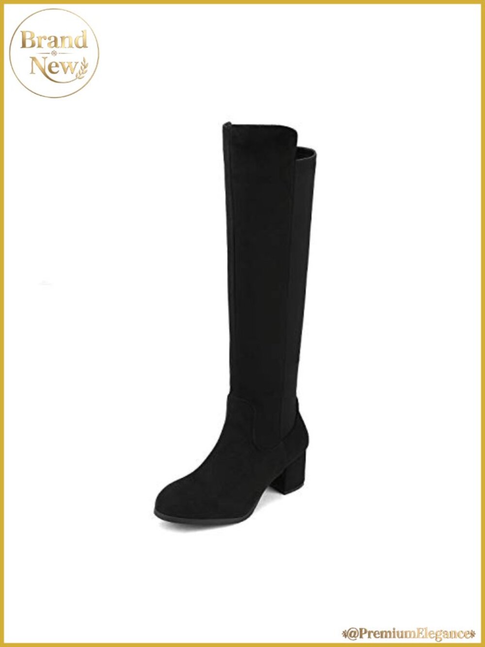 Women's Knee High Stretchy Faux Suede Boots Block Heel Side Zip